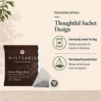 Ember Roast Black Tea sachet packaging details: individually sealed wrapper and plant-based pyramid sachet that lets whole leaves expand